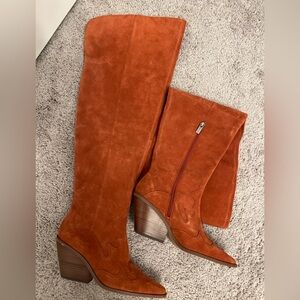 Vince Camuto Rust Suede Western Knee-High Boots 8.5 | Never Worn
